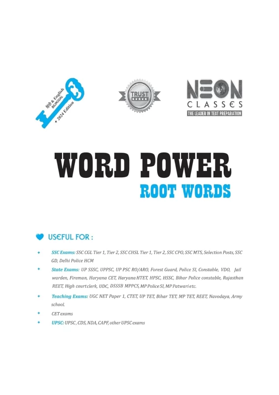 Word Power Root Words by Manisha Bansal | Neon Classes | Comprehensive Vocabulary Guide for Competitive Exams - Image 2 by Neon Classes ( The Leader In Test preparation )