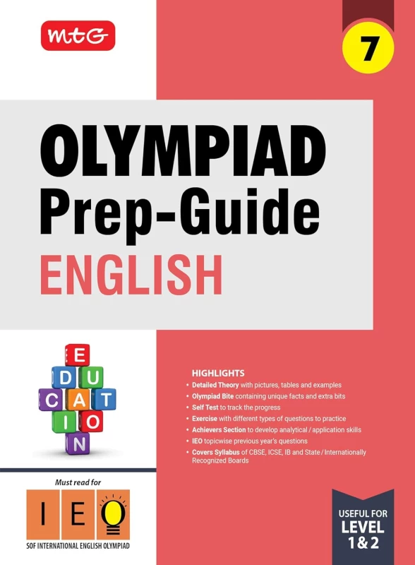 MTG Olympiad Prep-Guide Class 7 English (IEO) - Detailed Theory IEO Topicwise Previous Years Questions with Self Test For SOF 2025-26 Exam